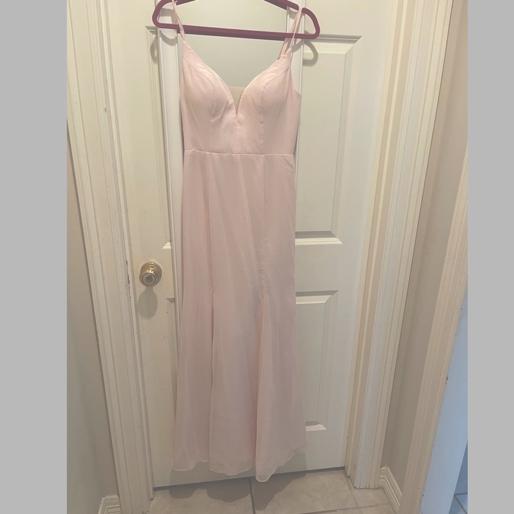 Blush pink Azazie Bridesmaid Wedding Dresss